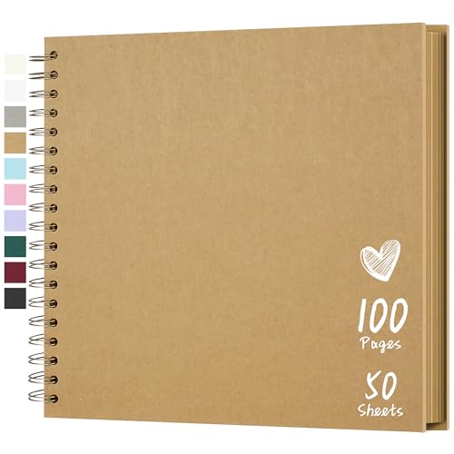 Hiwhy Fotoalbum Scrapbook 25,5x25,5 cm 50 Blätter DIY Hartes Kraftpapier Baby Erinnerungsbuch Familie Geburtstag Hochzeit Jahrestag, Gelb von Hiwhy