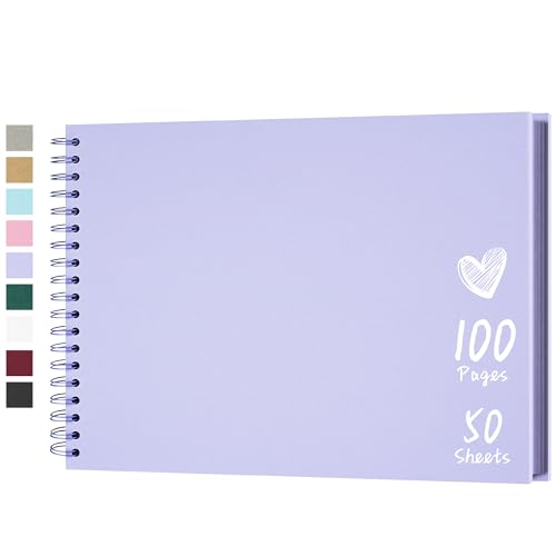 Hiwhy Fotoalbum Scrapbook 28x20,5 cm 50 Blätter DIY Hartes Kraftpapier Baby Erinnerungsbuch Familie Geburtstag Hochzeitstag, Violett von Hiwhy