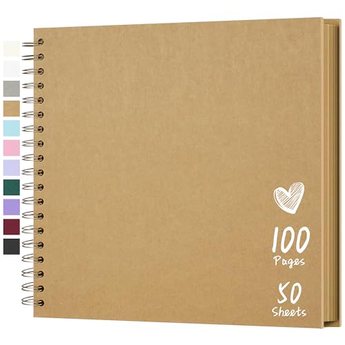 Hiwhy Scrapbook 10x10 Inch DIY Scrapbook Album Hardcover Kraftpapier Scrap Book Fotoalben 50 Blatt Erinnerungsbuch für Familie, Hochzeit von Hiwhy