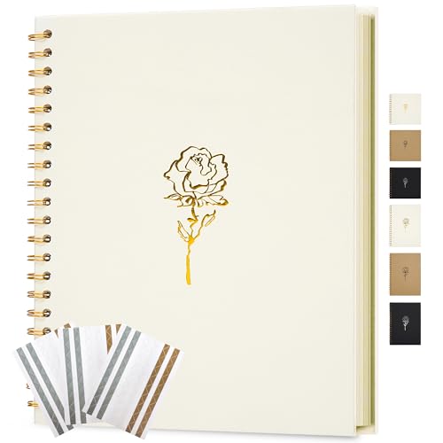 Hiwhy Scrapbook-Fotoalbum 20,5 x 28 cm Erinnerungsbuch aus Kraftpapier mit 100 Seiten DIY Album für Hochzeiten, Jubiläen, Familienfotos, Creme von Hiwhy