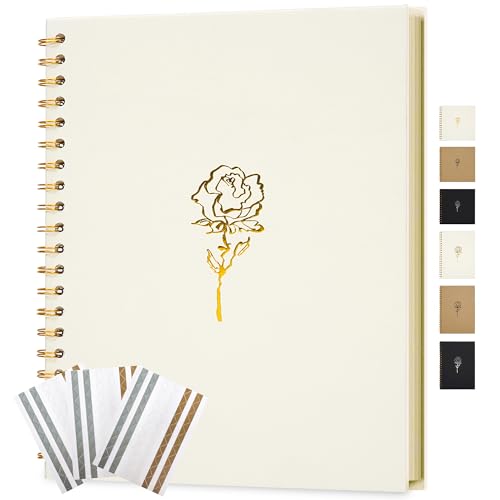 Hiwhy Scrapbook-Fotoalbum 20,5 x 28 cm Erinnerungsbuch aus Kraftpapier mit 40 Seiten DIY Album für Hochzeiten, Jubiläen, Familienfotos, Creme von Hiwhy