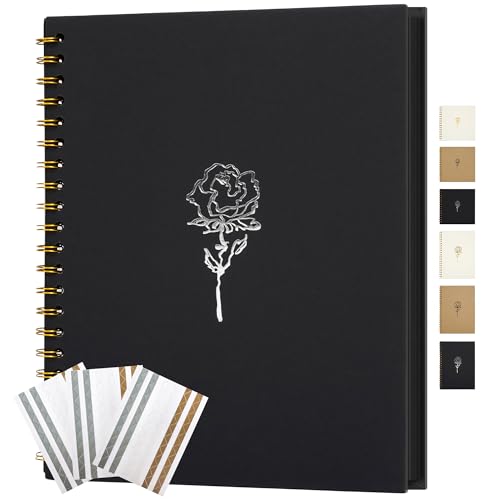 Hiwhy Scrapbook-Fotoalbum 20,5 x 28 cm Erinnerungsbuch aus Kraftpapier mit 40 Seiten DIY Album für Hochzeiten, Jubiläen, Familienfotos, Schwarz von Hiwhy