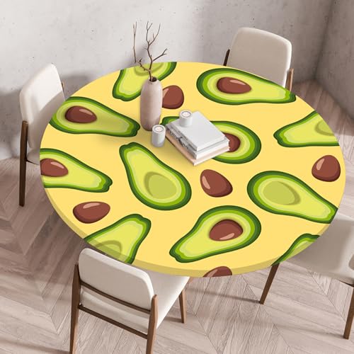 Hixingo 3D Frucht Druck Tischdecke, Elastisch Rund Tischdecken mit Gummizug Rand, Abwaschbar Arbeitsplatte Abdeckung für Küche, Esszimmer, Schlafzimmer (Frucht 2,160cm) von Hixingo