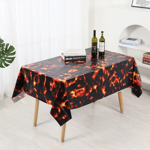 Hixingo Einweg Tischdecke Kunststoff, Outdoor Tischdecke Biertisch Rechteckig Wasserdicht Tisch Decken 137x274cm Happy Halloween Gartentischdecke Tischtuch Tischbezug (Flamme,10 Stück) von Hixingo