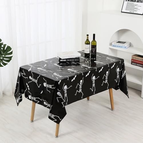 Hixingo Einweg Tischdecke Kunststoff, Outdoor Tischdecke Biertisch Rechteckig Wasserdicht Tisch Decken 137x274cm Happy Halloween Gartentischdecke Tischtuch Tischbezug (Schädel Muster,10 Stück) von Hixingo
