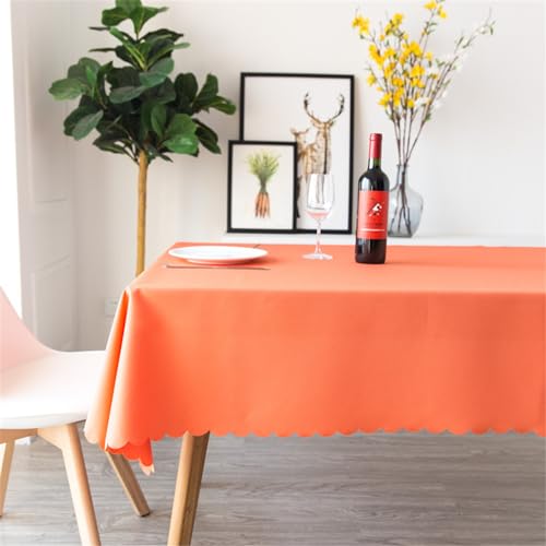 Hixingo Tischdecke Abwaschbar Einfarbig Tischwäsche Modern Rechteckige Tischtuch Küchentischdecke für Dekor Weihnachten Party Draussen Garten Küche (120x180cm,Orange) von Hixingo