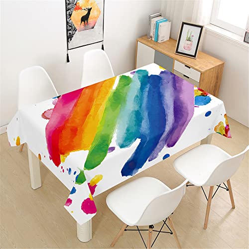 Hixingo Tischdecke Abwaschbar Wasserdicht, 3D Regenbogen Druck Tischdecken Rechteckig Polyester Abwischbar Pflegeleicht Tischtuch für Outdoor Party Küche Garten (100x140cm,Tinte Gekritzel) von Hixingo