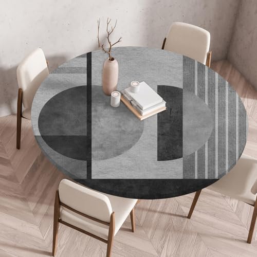 Hixingo Wasserdicht Tischdecke, 2025 Abstrakter Druck Elastisch Tischdecken, Rund Arbeitsplatte Abdeckung mit Gummizug Rand für Küche, Esszimmer, Schlafzimmer (Abstraktion A,80CM) von Hixingo