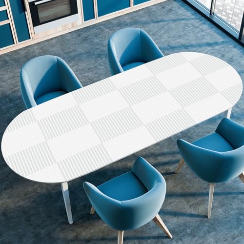 Hixingo Wasserdicht Tischdecke, 2025 Karierter Druck Tischdecke Abwaschbar, Ovale Arbeitsplatte Abdeckung mit Gummizug Rand für Küche, Esszimmer (Hellgrau,107x152cm) von Hixingo