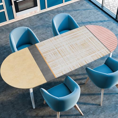 Hixingo Wasserdicht Tischdecke, 2025 Nordischer Stil Tischdecke Abwaschbar, Ovale Arbeitsplatte Abdeckung mit Gummizug Rand für Küche, Esszimmer (Kamel Gold,107x152cm) von Hixingo