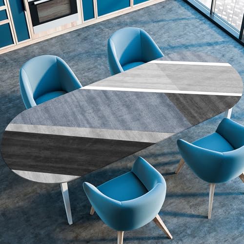 Hixingo Wasserdicht Tischdecke, 2025 Nordischer Stil Tischdecke Abwaschbar, Ovale Arbeitsplatte Abdeckung mit Gummizug Rand für Küche, Esszimmer (Streifen,132x274cm) von Hixingo