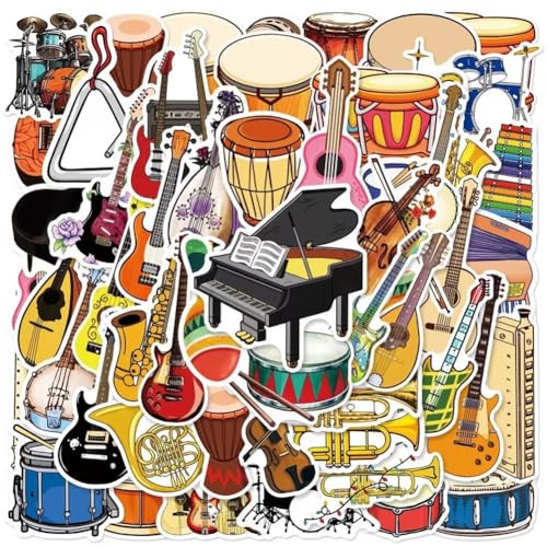 50 Stück Musikinstrument-aufkleber Für Wasserflaschen, Laptops, Telefone, Computer, Gitarren, Skateboards, Musikliebhaber, Wasserdichte Ästhetische Aufkleber Für Kinder, Teenager Und Erwachsene 50 Stück Musikinstrument-aufkleber Für Wasserflaschen, Laptops, Telefone, Computer, Gitarren, Skateboards, Musikliebhaber, Wasserdichte Ästhetische Aufkleber Für Kinder, Teenager Und Erwachsene von HiyyFloy