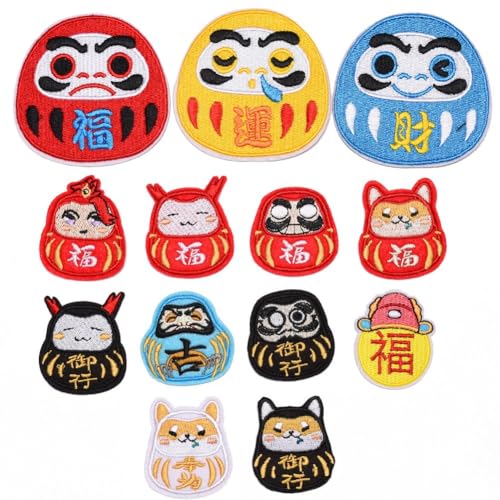HiyyFloy 13 Stück Aufnäher Zum Aufbügeln, Süße Japanische Daruma-Stickerei, Zum Aufnähen, Für Kleidung, Jacken, Rucksäcke, Hüte, DIY-kleidungszubehör HiyyFloy 13 Stück Aufnäher Zum Aufbügeln, Süße Japanische Daruma-Stickerei, Zum Aufnähen, Für Kleidung, Jacken, Rucksäcke, Hüte, DIY-kleidungszubehör von HiyyFloy
