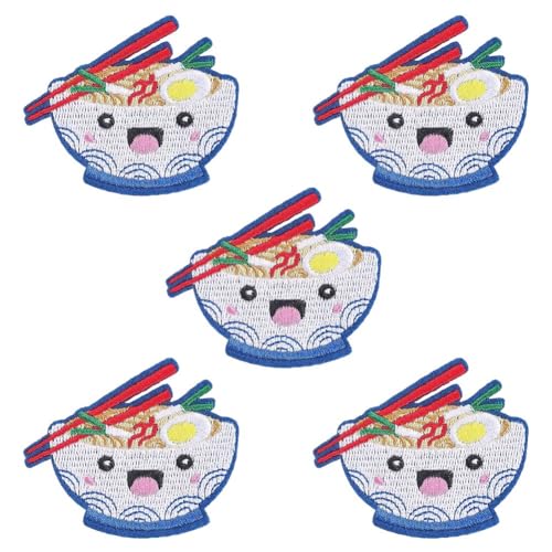 HiyyFloy 5 Stück Aufnäher Zum Aufbügeln, Japanische Ramen-Motive, Zum Aufnähen, Bestickte Applikation Für Kleidung, Jacken, Rucksäcke, Hüte, DIY-kleidungszubehör HiyyFloy 5 Stück Aufnäher Zum Aufbügeln, Japanische Ramen-Motive, Zum Aufnähen, Bestickte Applikation Für Kleidung, Jacken, Rucksäcke, Hüte, DIY-kleidungszubehör von HiyyFloy