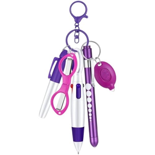 HiyyFloy 6-in-1-multifunktions-kugelschreiber-set Für Krankenschwestern, Einziehbar, Taschenlampe, Faltbare Schere, Kugelschreiber, Schlüsselanhänger, Stifte, Permanentmarker von HiyyFloy