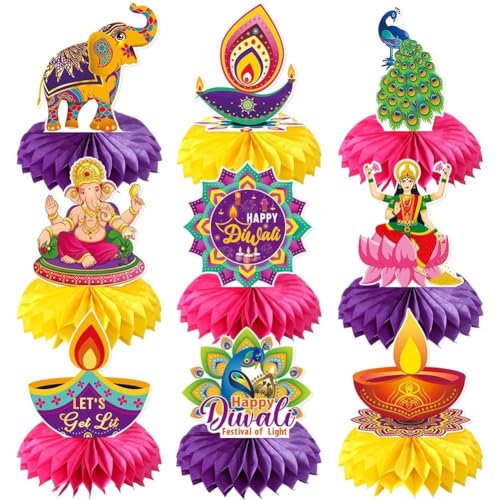 HiyyFloy 9-teilige Diwali-partydekorationen, Indische Diwali-waben-mittelstücke, Diwali-tischdekorationen Für Happy Diwali, Deepavali, Home-Party-Dekoration HiyyFloy 9-teilige Diwali-partydekorationen, Indische Diwali-waben-mittelstücke, Diwali-tischdekorationen Für Happy Diwali, Deepavali, Home-Party-Dekoration von HiyyFloy