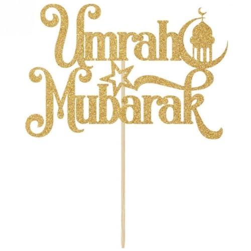 HiyyFloy Umrah Mubarak Cake Topper, Muslim Islam Eid Festival Party Dekorationen, Ramadan Mubarak, Eid Mubarak Party Deoration Gold Glitzer HiyyFloy Umrah Mubarak Cake Topper, Muslim Islam Eid Festival Party Dekorationen, Ramadan Mubarak, Eid Mubarak Party Deoration Gold Glitzer von HiyyFloy