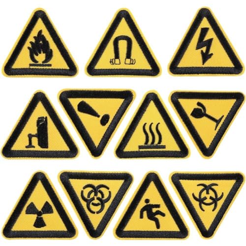 HiyyFloy Warnschild, Gestickte Aufnäher, Verkehr, Feuer, Nähen, Kleidung, Aufkleber, Dreieck, Abzeichen, Aufnäher, Zubehör Für Hut, Rucksack HiyyFloy Warnschild, Gestickte Aufnäher, Verkehr, Feuer, Nähen, Kleidung, Aufkleber, Dreieck, Abzeichen, Aufnäher, Zubehör Für Hut, Rucksack von HiyyFloy
