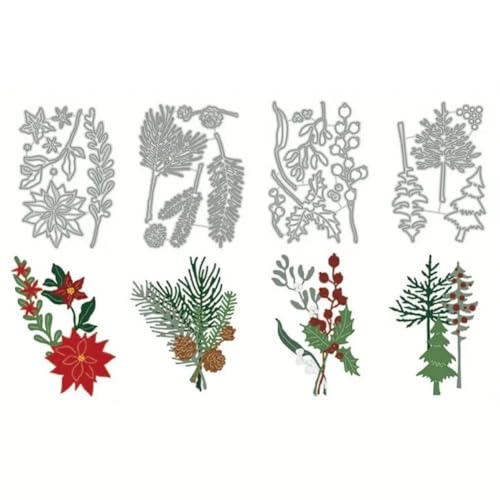 HiyyFloy Weihnachts-Metall-stanzformen, 4 Stück, Blumen-, Pinienkern-, Weihnachtsbaum-vorlage, Dekorative Prägepapier-stanzformen Für DIY-Scrapbooking-alben HiyyFloy Weihnachts-Metall-stanzformen, 4 Stück, Blumen-, Pinienkern-, Weihnachtsbaum-vorlage, Dekorative Prägepapier-stanzformen Für DIY-Scrapbooking-alben von HiyyFloy