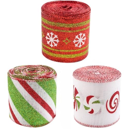 HiyyFloy Weihnachtsseidenband Zum Verpacken Von Geschenken, 3 Rollen, Textilband, Weihnachts-DIY-baumschmuck, Zubehör Für Kleidung, Geschenkverpackung HiyyFloy Weihnachtsseidenband Zum Verpacken Von Geschenken, 3 Rollen, Textilband, Weihnachts-DIY-baumschmuck, Zubehör Für Kleidung, Geschenkverpackung von HiyyFloy