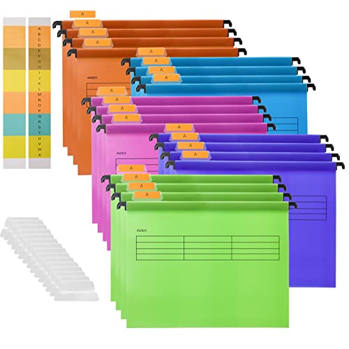 20 Stück PVC Aktenschrank A4 Hängemappen Hängemappen mit Tabs und Einsätzen für Büro, Schule, Desktop-Aktenaufbewahrung, Dateiklassifizierung von Hiziwimi