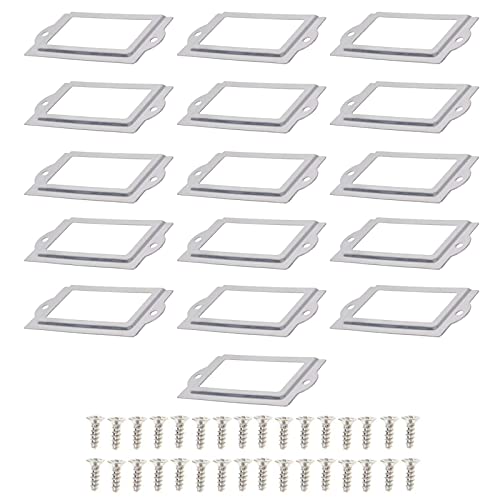 HAOBIN Etikettenhalter Metall Etikettenhalter Regal Etikettenrahmen Metall 80 * 35 Mm Namensschilder,Etikettenrahmen Mit Schrauben,Verwendet FüR BüCherregal-LagerschräNke In BüRobibliotheken,16 StüCk von HAOBIN