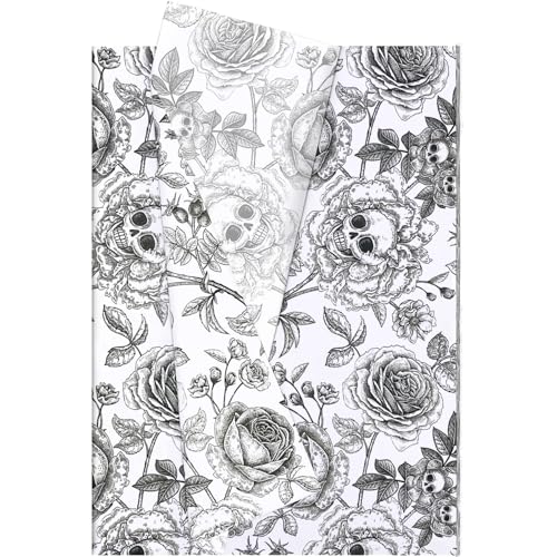 Hjvvr Geschenkpapier, Totenkopf-Rose, Halloween-Thema, Seidenpapier, 50 x 35 cm, 20 Blatt Hjvvr Geschenkpapier, Totenkopf-Rose, Halloween-Thema, Seidenpapier, 50 x 35 cm, 20 Blatt von Hjvvr