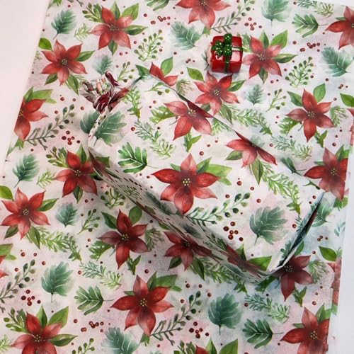 Hjvvr Seidenpapier, 20 Blatt Weihnachtsstern-Blumen-Geschenkpapier Hjvvr Seidenpapier, 20 Blatt Weihnachtsstern-Blumen-Geschenkpapier von Hjvvr