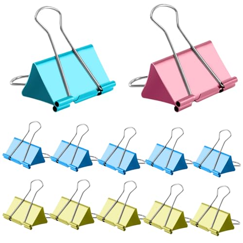Hkfgdjdl 12 Stück Binder-Clips, Foldback-Clips, 25 mm/32 mm/41 mm/51 mm, Foldback-Klemmen, Geld, Papierklammern, Schreiben, Büroklammern für die Schule von Hkfgdjdl