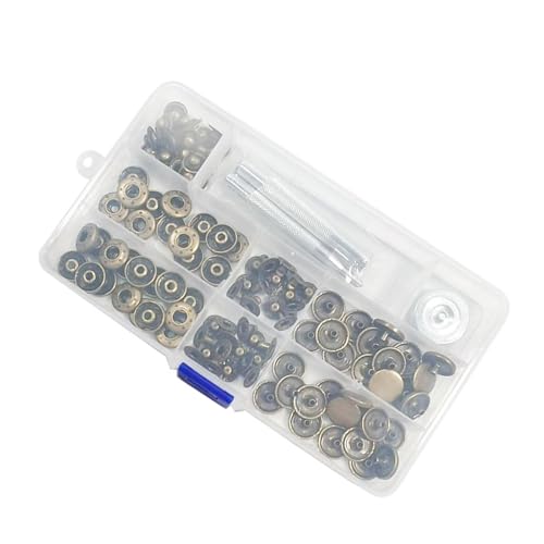 Hkfgdjdl 15 mm Knopfverschlüsse und Einstellwerkzeug für Lederhandwerk und Kleidung, Metallknöpfe mit Montagewerkzeug von Hkfgdjdl