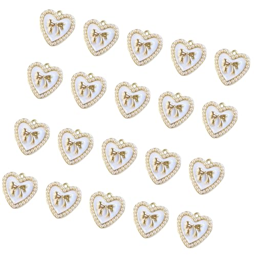 Hkfgdjdl 20 Stück Herzperlen Schleife Charm Herz Anhänger Legierung Textur geeignet für Schmuck und Handwerk Hkfgdjdl 20 Stück Herzperlen Schleife Charm Herz Anhänger Legierung Textur geeignet für Schmuck und Handwerk von Hkfgdjdl