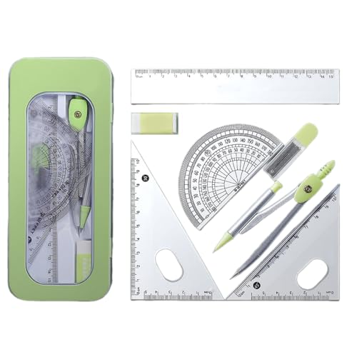 Hkfgdjdl 7-teiliges Schulgeometrie-Werkzeug-Set für Schüler, inklusive Metallgeometrie-Werkzeug, Geodreieck, Radiergummi, Winkelmesser, Aufbewahrungskoffer Hkfgdjdl 7-teiliges Schulgeometrie-Werkzeug-Set für Schüler, inklusive Metallgeometrie-Werkzeug, Geodreieck, Radiergummi, Winkelmesser, Aufbewahrungskoffer von Hkfgdjdl