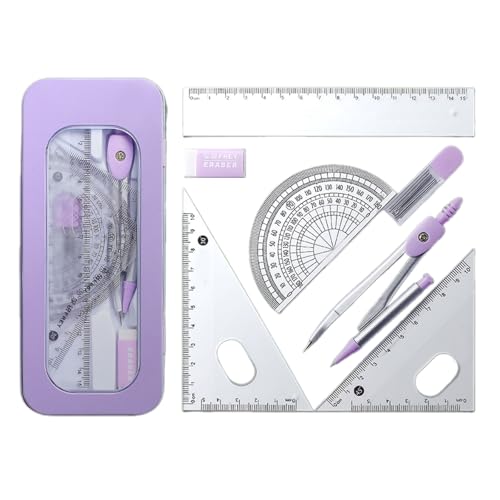 Hkfgdjdl 7-teiliges Schulgeometrie-Werkzeug-Set für Schüler, inklusive Metallgeometrie-Werkzeug, Geodreieck, Radiergummi, Winkelmesser, Aufbewahrungskoffer Hkfgdjdl 7-teiliges Schulgeometrie-Werkzeug-Set für Schüler, inklusive Metallgeometrie-Werkzeug, Geodreieck, Radiergummi, Winkelmesser, Aufbewahrungskoffer von Hkfgdjdl
