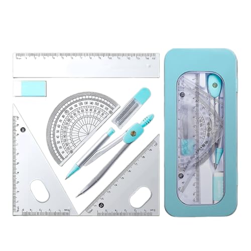 Hkfgdjdl 7-teiliges Schulgeometrie-Werkzeug-Set für Schüler, inklusive Metallgeometrie-Werkzeug, Geodreieck, Radiergummi, Winkelmesser, Aufbewahrungskoffer Hkfgdjdl 7-teiliges Schulgeometrie-Werkzeug-Set für Schüler, inklusive Metallgeometrie-Werkzeug, Geodreieck, Radiergummi, Winkelmesser, Aufbewahrungskoffer von Hkfgdjdl