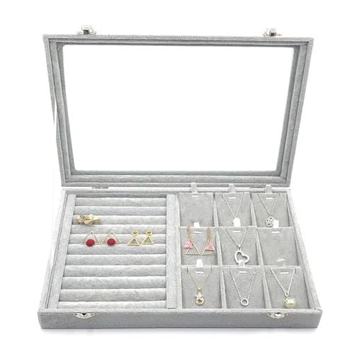Hkfgdjdl Große Plüsch-Schmuckschatulle mit Deckel, multifunktionale Plüsch-Schmuckschatulle mit Glasabdeckungen zur Aufbewahrung verschiedener Schmuckstücke Hkfgdjdl Große Plüsch-Schmuckschatulle mit Deckel, multifunktionale Plüsch-Schmuckschatulle mit Glasabdeckungen zur Aufbewahrung verschiedener Schmuckstücke von Hkfgdjdl