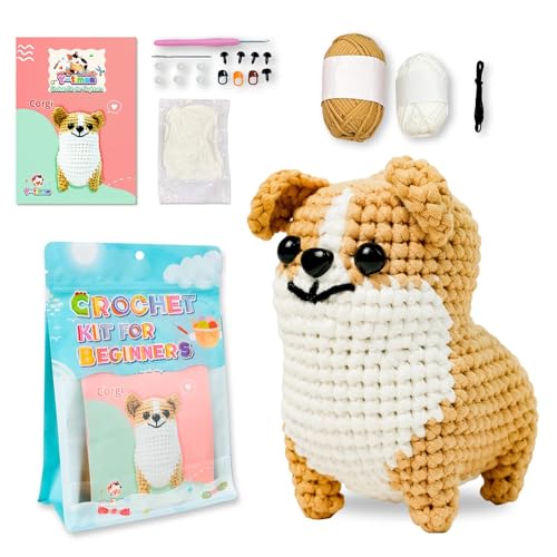 Hkfgdjdl Häkelgarn, Hunde-Häkelset mit Schritt-für-Schritt-Anleitung (evtl. nicht in deutscher Sprache), Häkelzubehör für Kinder und Erwachsene von Hkfgdjdl