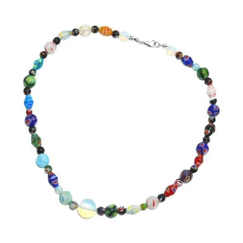 Hkfgdjdl Perlenkette, handgefertigtes Millefioris-Glasperlen-Accessoire für Damen, elegantes weibliches Perlenzubehör Hkfgdjdl Perlenkette, handgefertigtes Millefioris-Glasperlen-Accessoire für Damen, elegantes weibliches Perlenzubehör von Hkfgdjdl