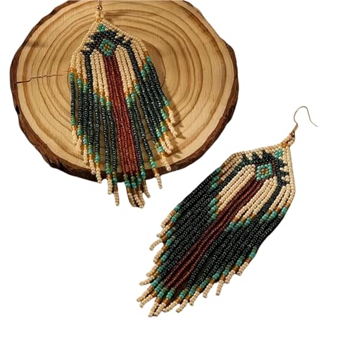 Hkfgdjdl Perlenohrringe, Perlenquasten, Ohrringe, handgefertigte Glasperlen, Vintage-Blumenmuster, Ohrschmuck, Zubehör für Damen Hkfgdjdl Perlenohrringe, Perlenquasten, Ohrringe, handgefertigte Glasperlen, Vintage-Blumenmuster, Ohrschmuck, Zubehör für Damen von Hkfgdjdl