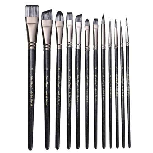 Hkfgdjdl Professionelle Pinsel, Künstlerpinsel, Nylonborsten für Aquarell, Gouache, Öl, Gesichts- und Körpermalerei, 12 Stück Hkfgdjdl Professionelle Pinsel, Künstlerpinsel, Nylonborsten für Aquarell, Gouache, Öl, Gesichts- und Körpermalerei, 12 Stück von Hkfgdjdl