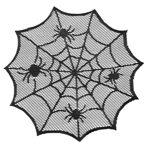 Hkfgdjdl Tischset mit Spinnweben, elegante Spinnennetze, Spitze, Deckchen, schwarze Spinnweben, Tischset für Heimdekoration von Hkfgdjdl