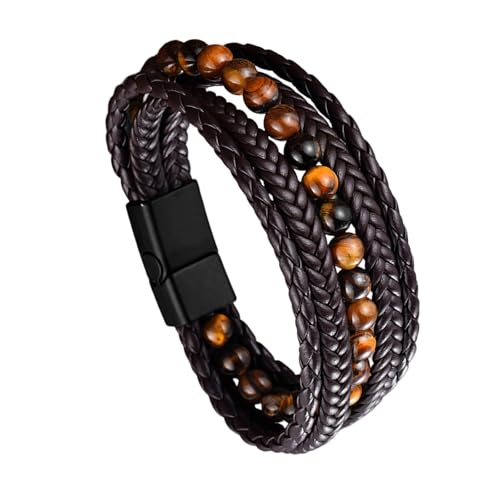 Hkfgdjdl Verstellbares PU-Lederarmband für Herren mit Natursteinperlen und Magnetverschluss, Stressabbau, Schmuck, handgefertigt Hkfgdjdl Verstellbares PU-Lederarmband für Herren mit Natursteinperlen und Magnetverschluss, Stressabbau, Schmuck, handgefertigt von Hkfgdjdl