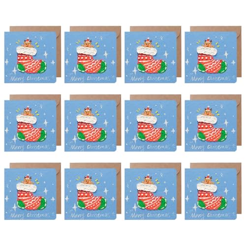 Hkfgdjdl Weihnachtskarten mit Umschlag und Siegel-Etiketten, 10,2 cm, Neujahrskarte für Familie, Freunde, Kinder, 12 Stück Hkfgdjdl Weihnachtskarten mit Umschlag und Siegel-Etiketten, 10,2 cm, Neujahrskarte für Familie, Freunde, Kinder, 12 Stück von Hkfgdjdl
