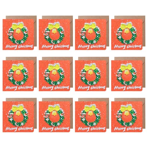 Hkfgdjdl Weihnachtskarten mit Umschlag und Siegel-Etiketten, 10,2 cm, Neujahrskarte für Familie, Freunde, Kinder, 12 Stück von Hkfgdjdl