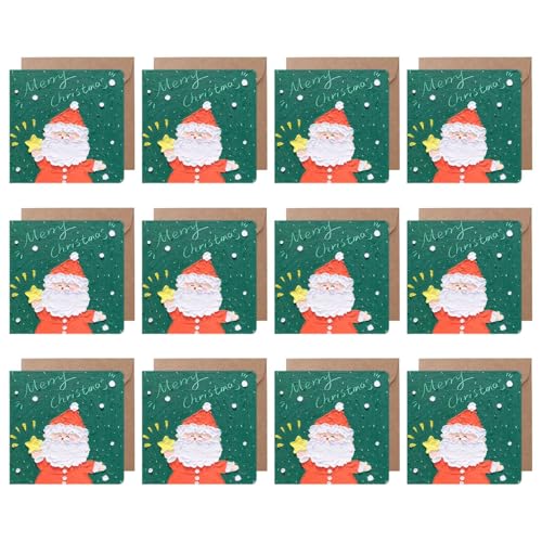 Hkfgdjdl Weihnachtskarten mit Umschlag und Siegel-Etiketten, 10,2 cm, Neujahrskarte für Familie, Freunde, Kinder, 12 Stück Hkfgdjdl Weihnachtskarten mit Umschlag und Siegel-Etiketten, 10,2 cm, Neujahrskarte für Familie, Freunde, Kinder, 12 Stück von Hkfgdjdl