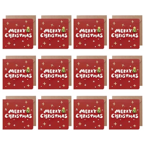 Hkfgdjdl Weihnachtskarten mit Umschlag und Siegel-Etiketten, 10,2 cm, Neujahrskarte für Familie, Freunde, Kinder, 12 Stück Hkfgdjdl Weihnachtskarten mit Umschlag und Siegel-Etiketten, 10,2 cm, Neujahrskarte für Familie, Freunde, Kinder, 12 Stück von Hkfgdjdl