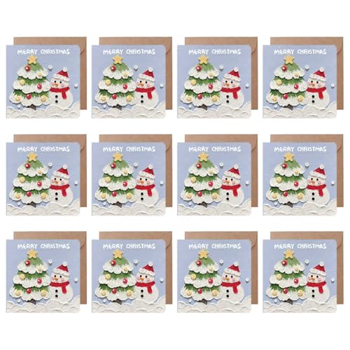 Hkfgdjdl Weihnachtskarten mit Umschlag und Siegel-Etiketten, 10,2 cm, Neujahrskarte für Familie, Freunde, Kinder, 12 Stück von Hkfgdjdl