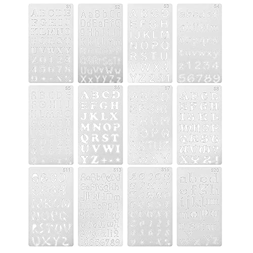 Hklshyd 12 StüCk Alphabet Schablonen Wiederverwendbare Brief Malerei Schablonen Kunststoff DIY Zeichnung SprüH Waage Vorlagen von Hklshyd