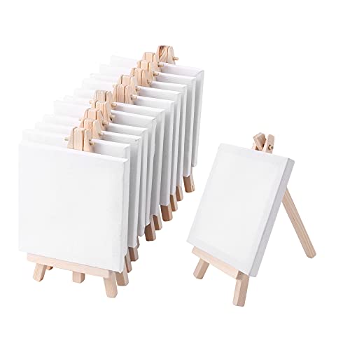 Hklshyd 4 x 4 Mini Lein Wand Und 8 x 16 Cm Mini Staffelei Set Malerei Und Malerei Schule Student Kunst Bedarf, 12 Packungen Hklshyd 4 x 4 Mini Lein Wand Und 8 x 16 Cm Mini Staffelei Set Malerei Und Malerei Schule Student Kunst Bedarf, 12 Packungen von Hklshyd