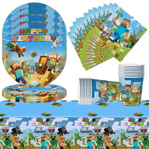 61 Stück Partygeschirr Set, Partygeschirr Kindergeburtstag Deko mit 1 Tischtuch, 20 Pappteller, 20 Servietten, Partygeschirr Satz für 20 Gäste 61 Stück Partygeschirr Set, Partygeschirr Kindergeburtstag Deko mit 1 Tischtuch, 20 Pappteller, 20 Servietten, Partygeschirr Satz für 20 Gäste von Hkyiowdp
