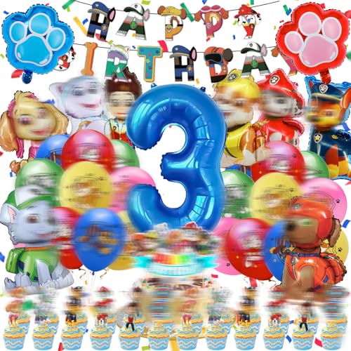 Geburtstagsdeko 3 Jahre, Geburtstag Deko Kinder, Party Jamboree, Geburtstagsdeko Luftballon, Banner, Krone, Tortendeko, Geburtstags-Banner für Jungen, Mädchen, Kinder von Hkyiowdp